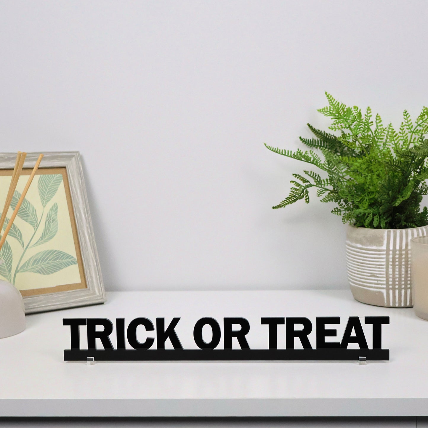 Trick or Treat quote sign for spooky home decor