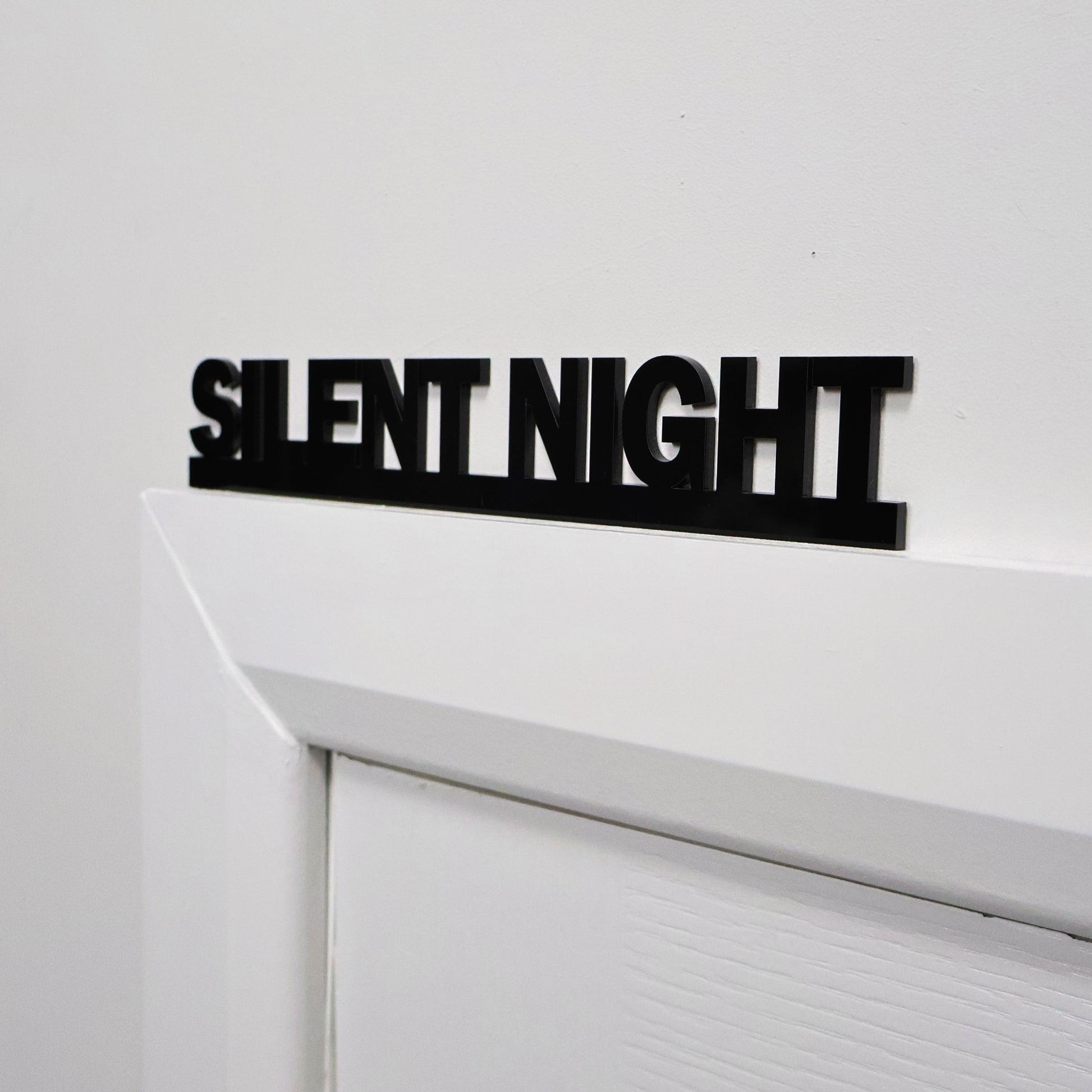 Side angle showing lightweight acrylic Door Topper on standard door frame