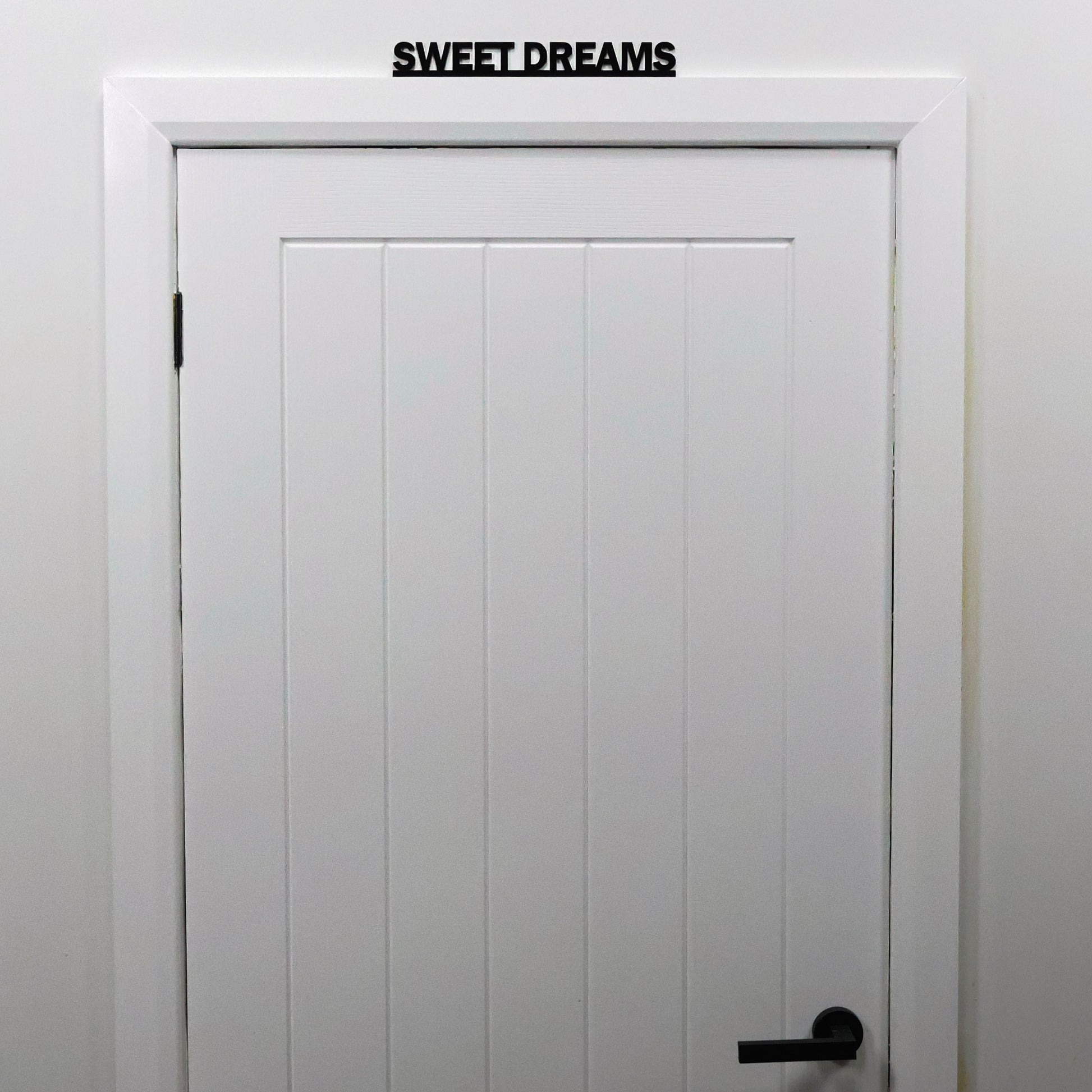 Interior styling with SWEET DREAMS Door Topper displayed in bedroom