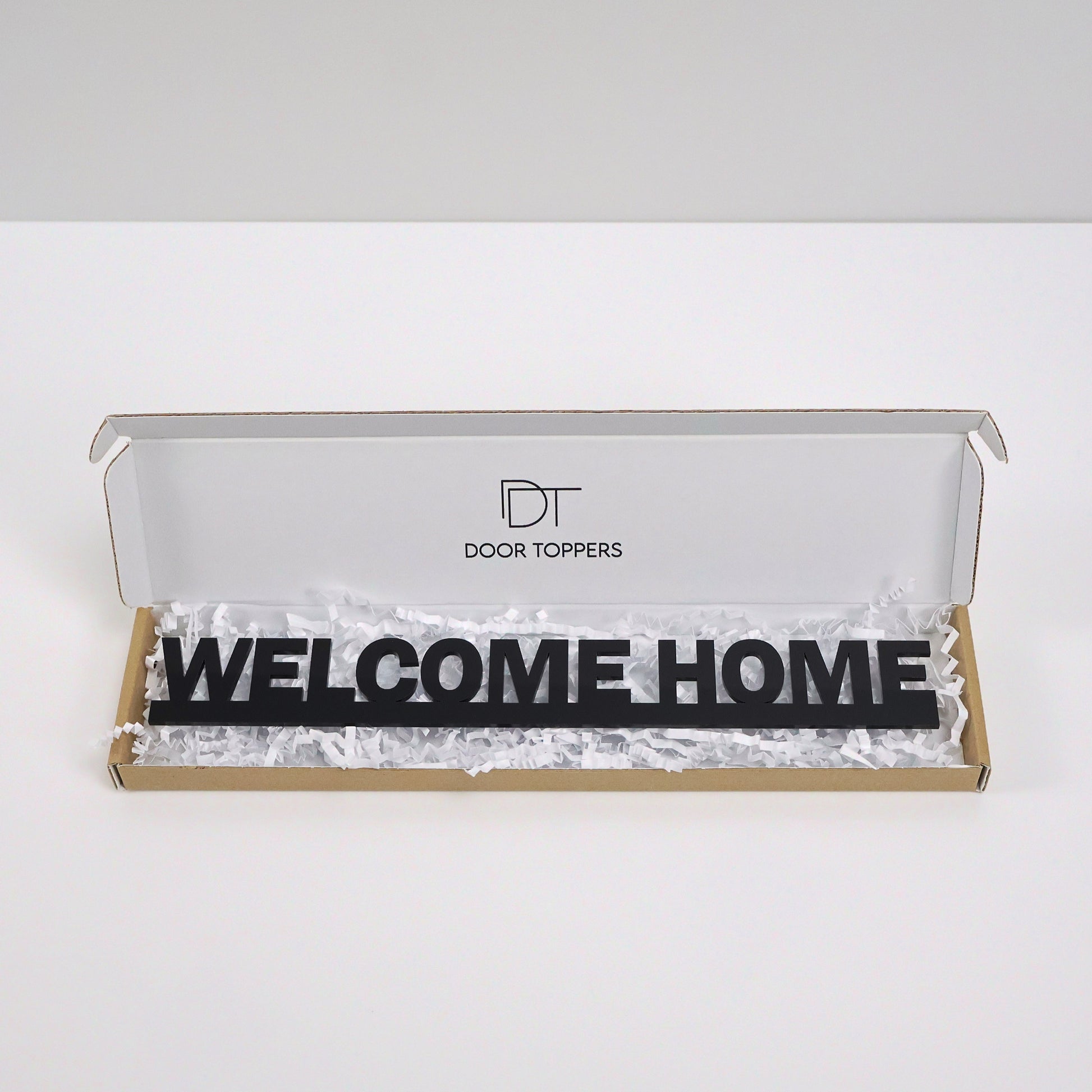 WELCOME HOME sign packaged in eco friendly gift box ready to send