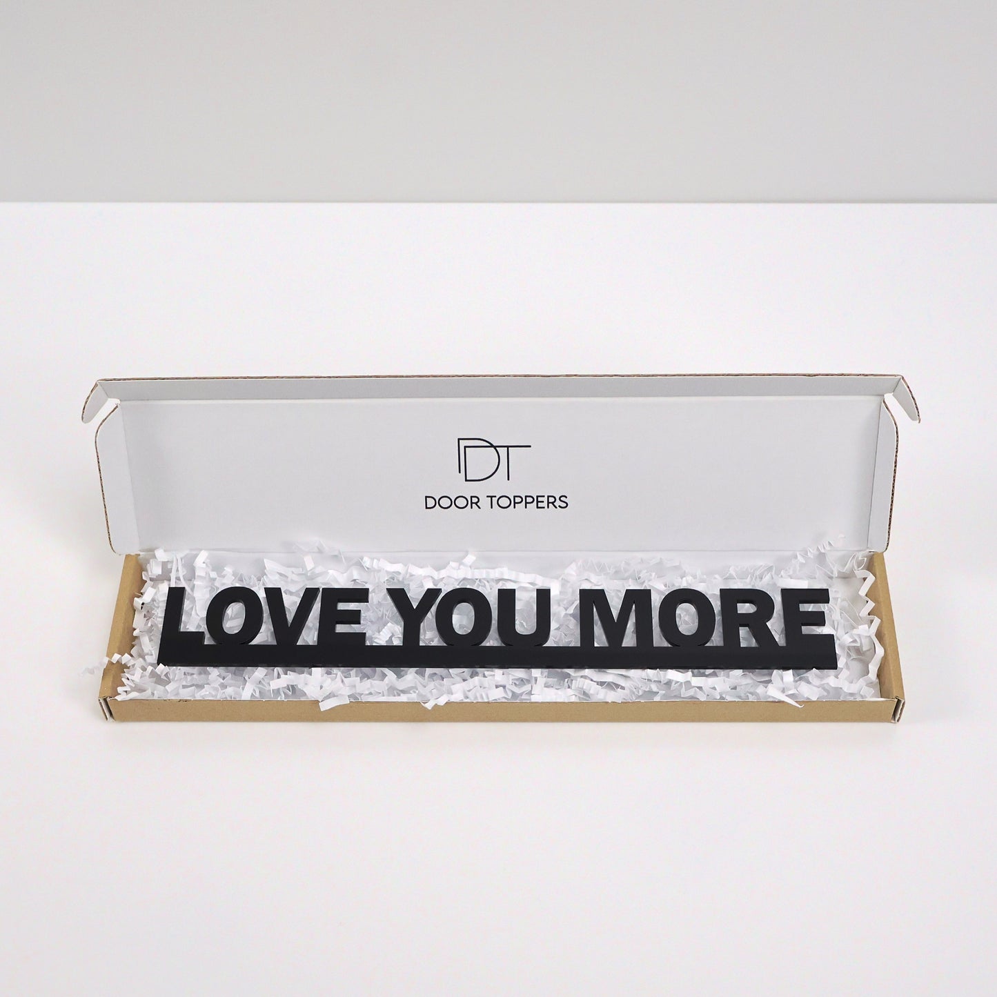 LOVE YOU MORE Door Topper in eco-friendly gift packaging with branded box