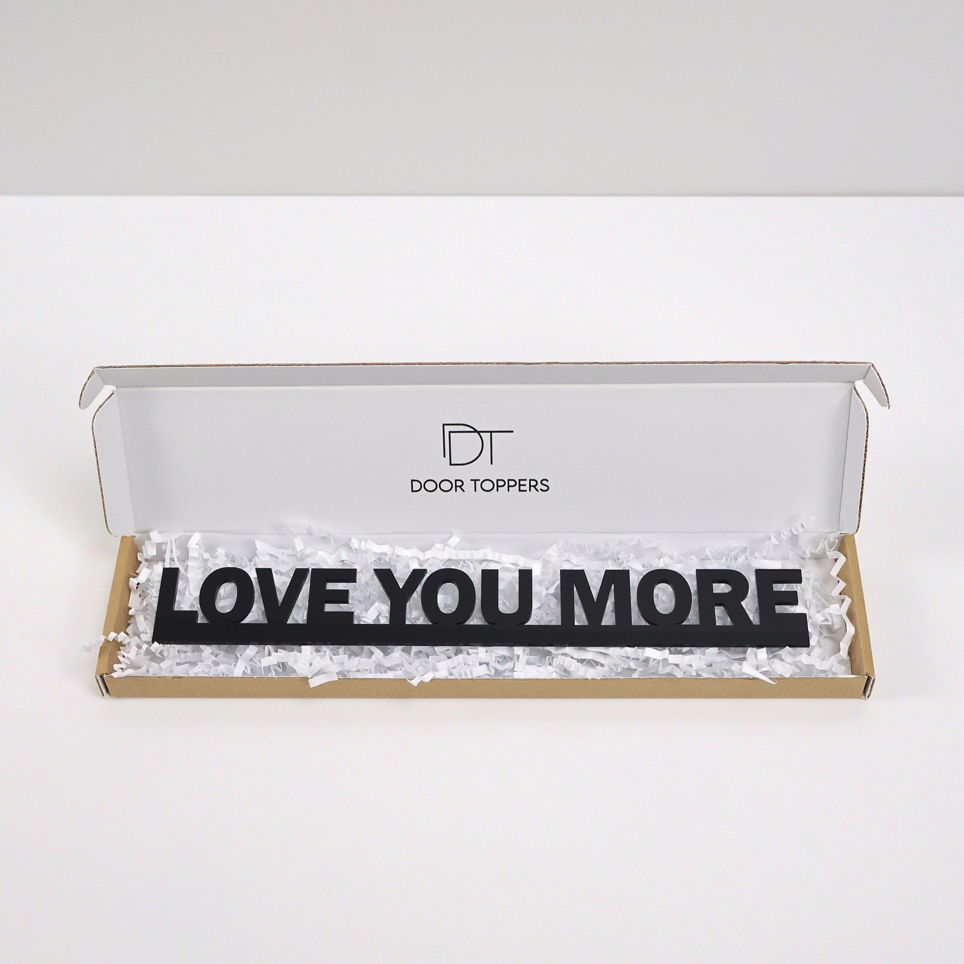 LOVE YOU MORE Door Topper in eco-friendly gift packaging with branded box