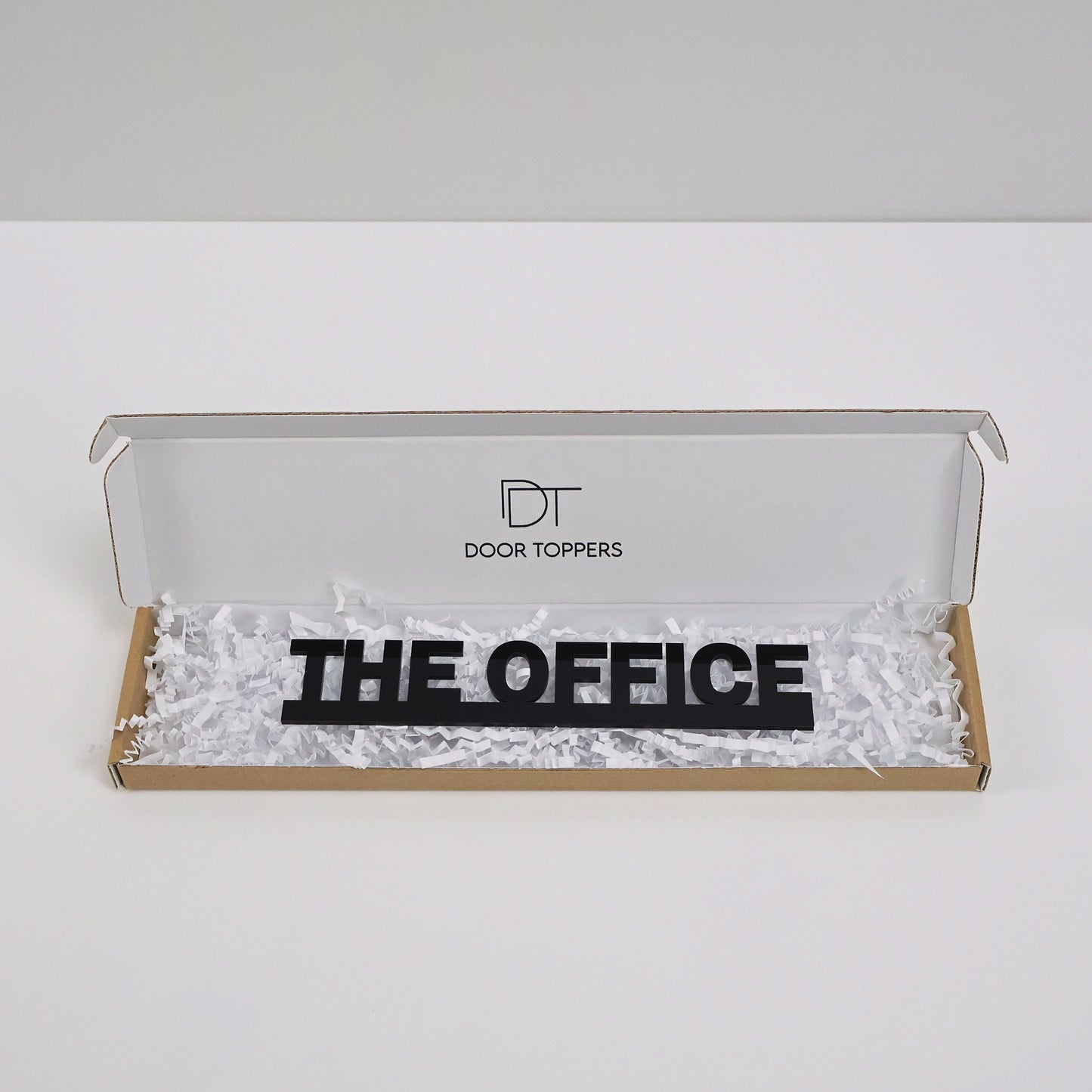 Gift-ready packaging for THE OFFICE Door Topper – eco-friendly and professional