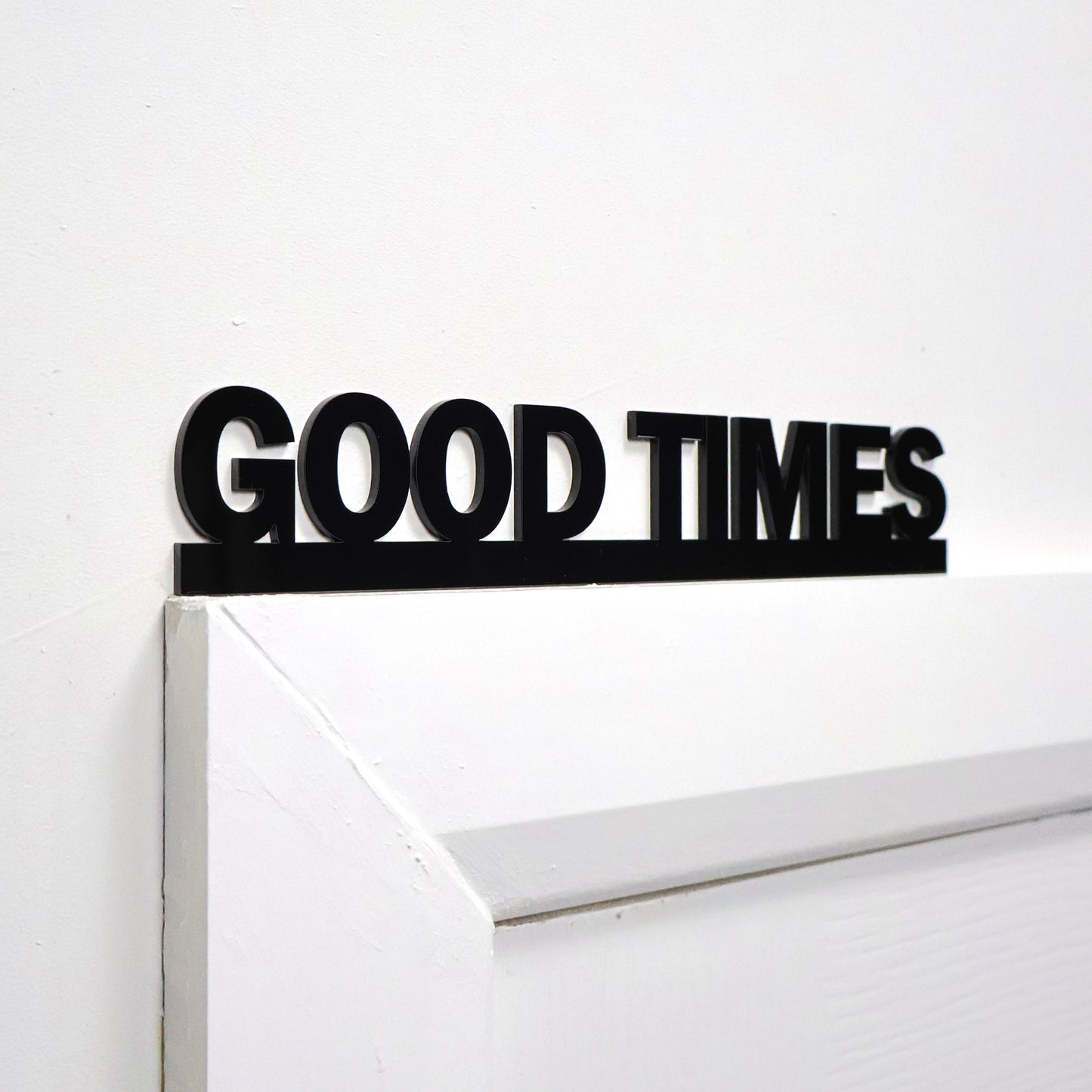 Stylish black sign for living room shelf or door frame