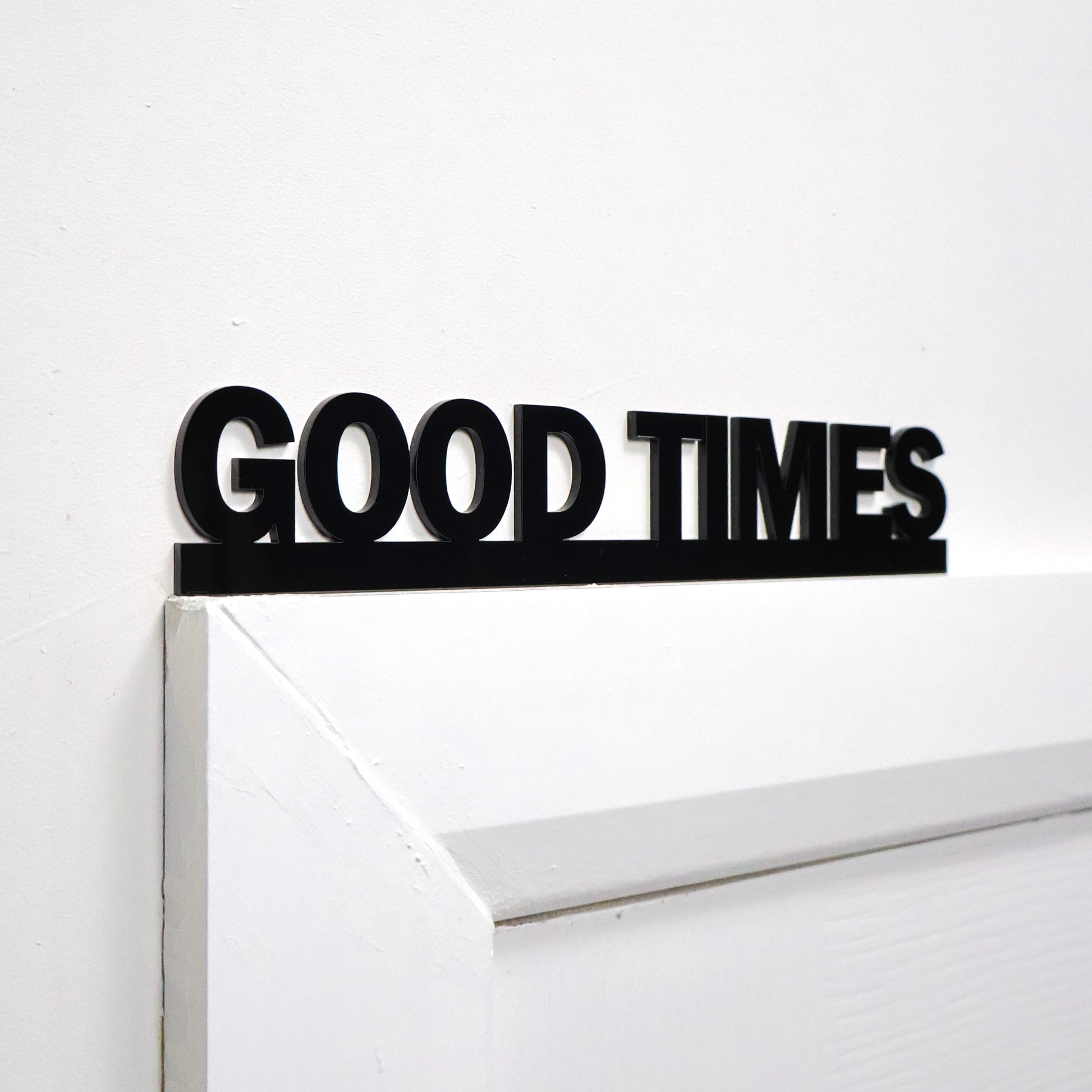 Stylish black sign for living room shelf or door frame